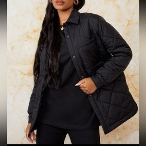 Black quilted coat black puffer jacket with pockets